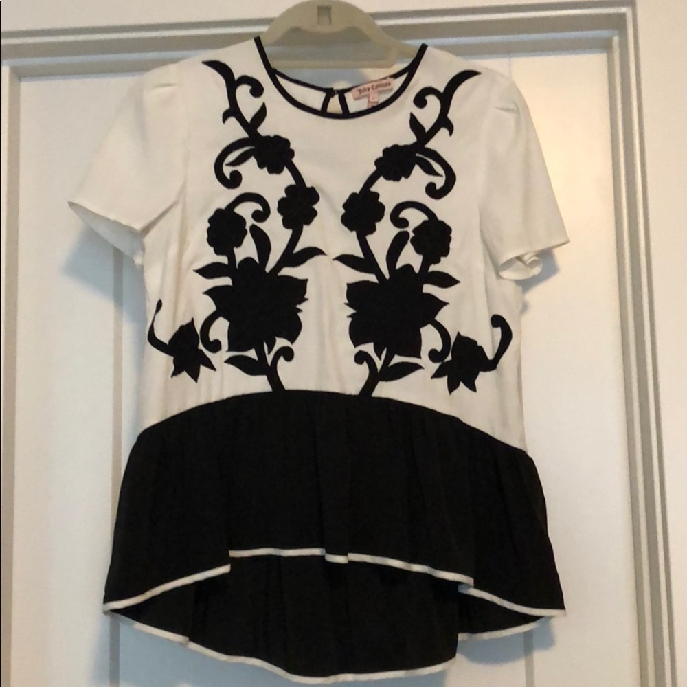 juicy couture black and white blouse